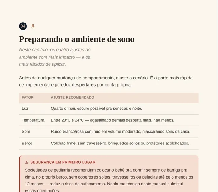 Página sobre ambiente de sono