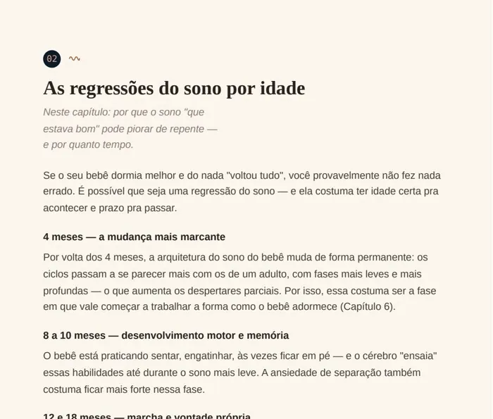 Página: regressões do sono por idade